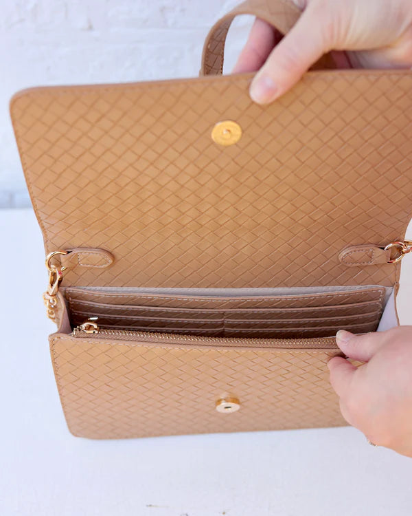 Caroline Hill - Bryn Clutch/Crossbody - Woven Tan