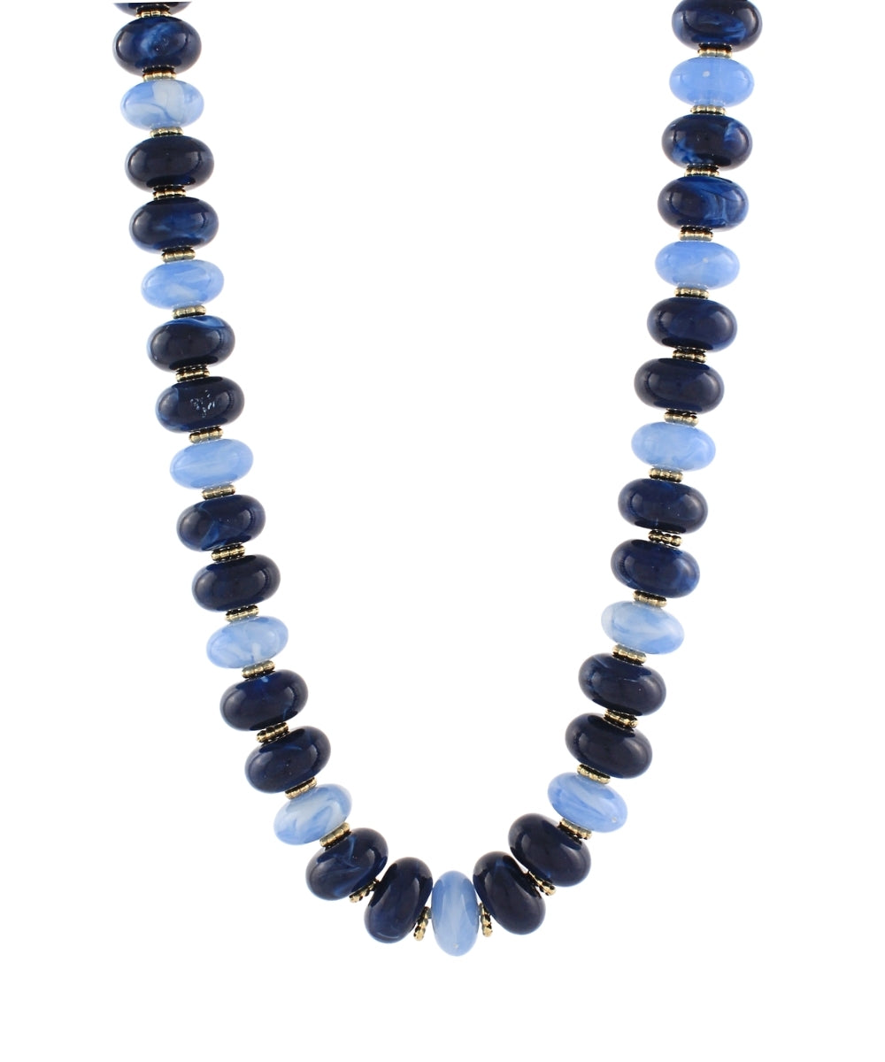 Multi Color Flat Bead Necklace "Blue Multi"