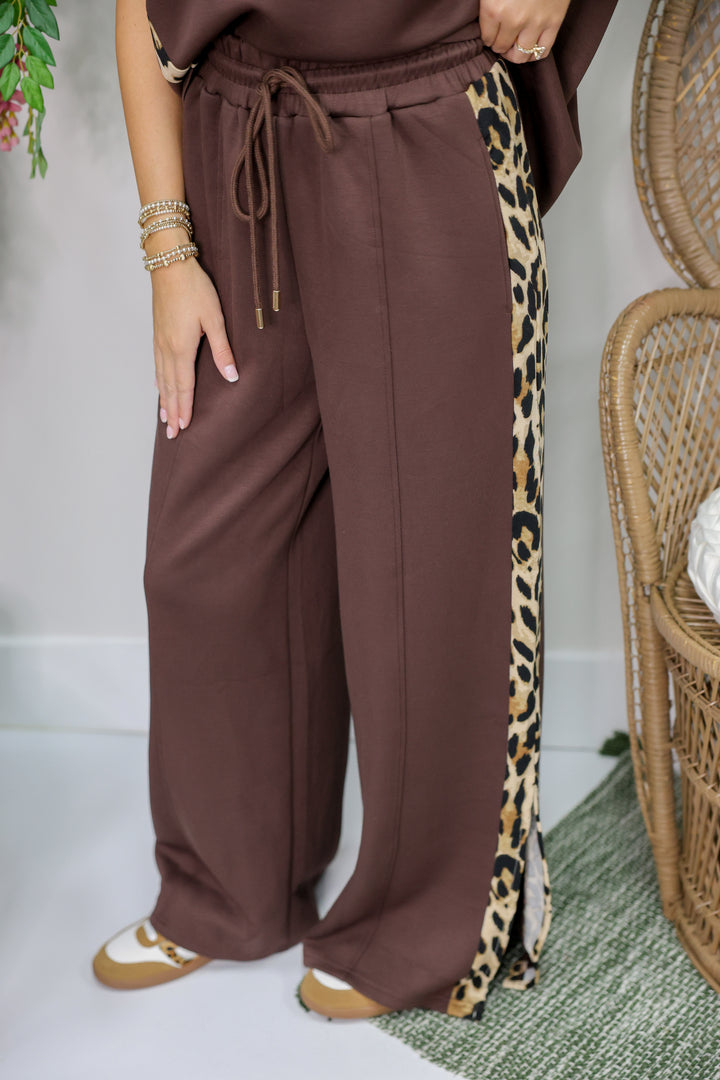 Leopard Side Trim Pants "Brown"