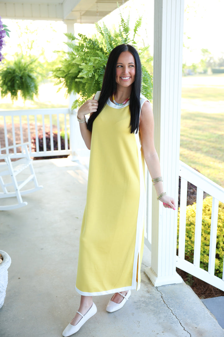 On the Go Midi Dress "Lemon"