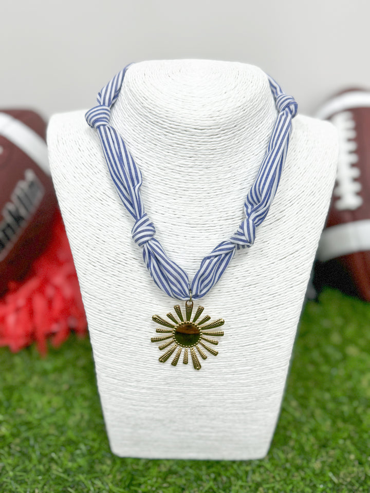Hart Designs Jewelry - Navy/White Stripe Scarf Necklace "Sun"