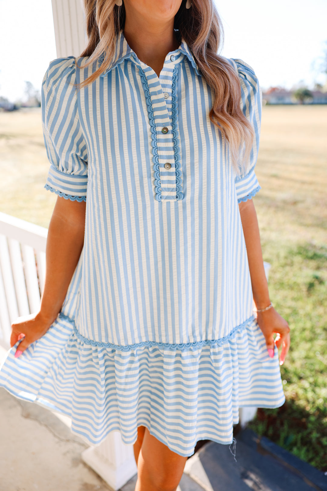 Striped Era Dress "Light Blue"