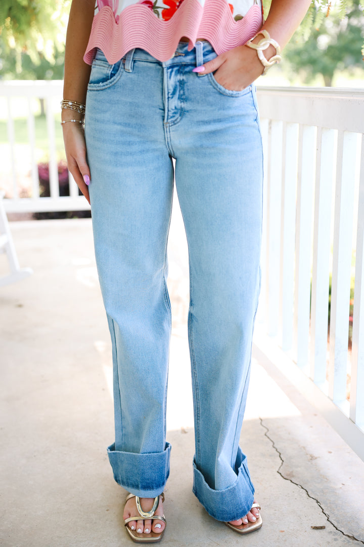 Risen - TC High Rise Ankle Wide Cuffed Jeans "Light"