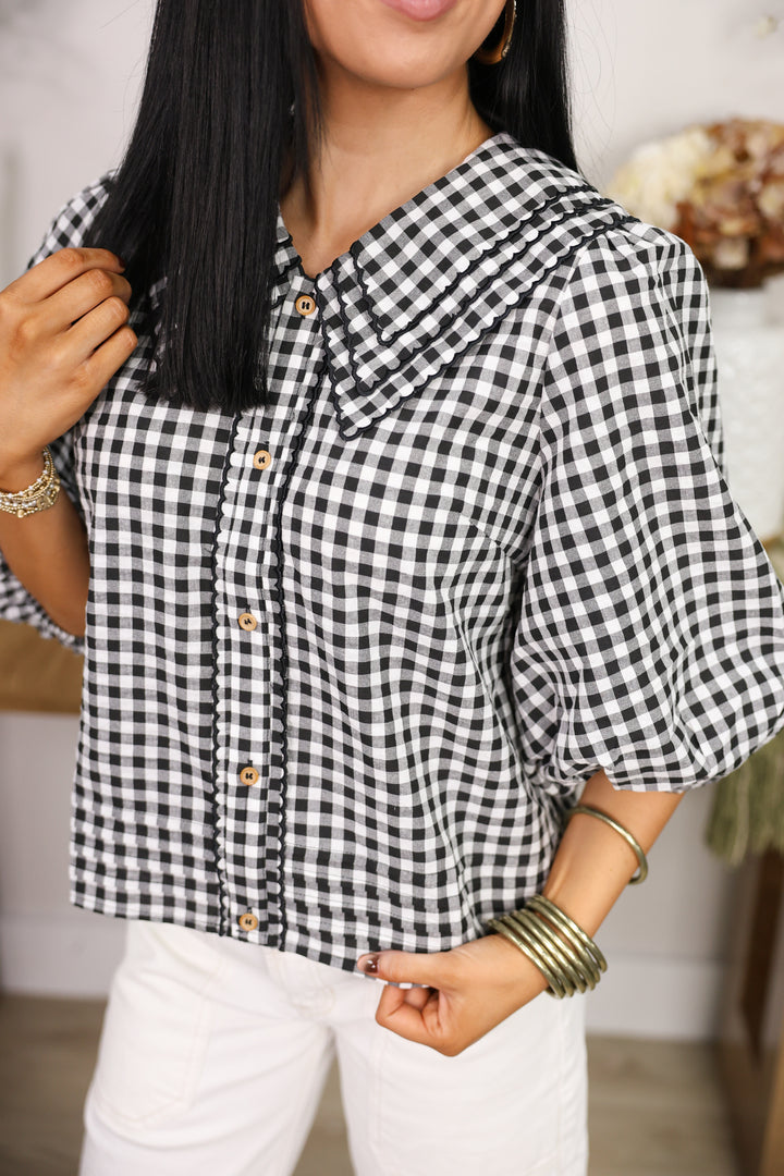 Double Collared Blouse "Black"