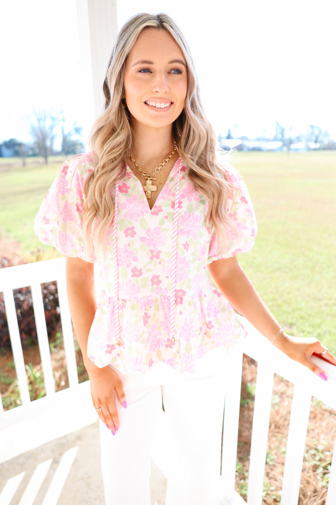 Garden Strolls Floral Top