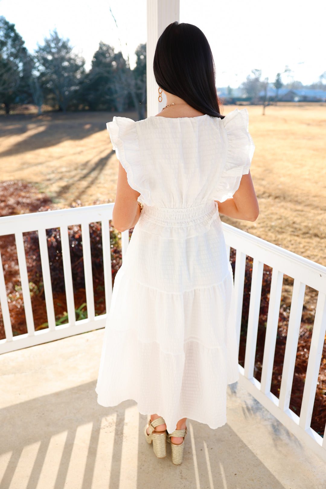 Whimsical White Midi Dress