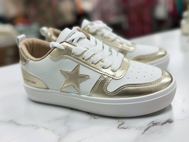 Vintage Havana - Gold Star Gold/White Wedged Mid Top Sneaker