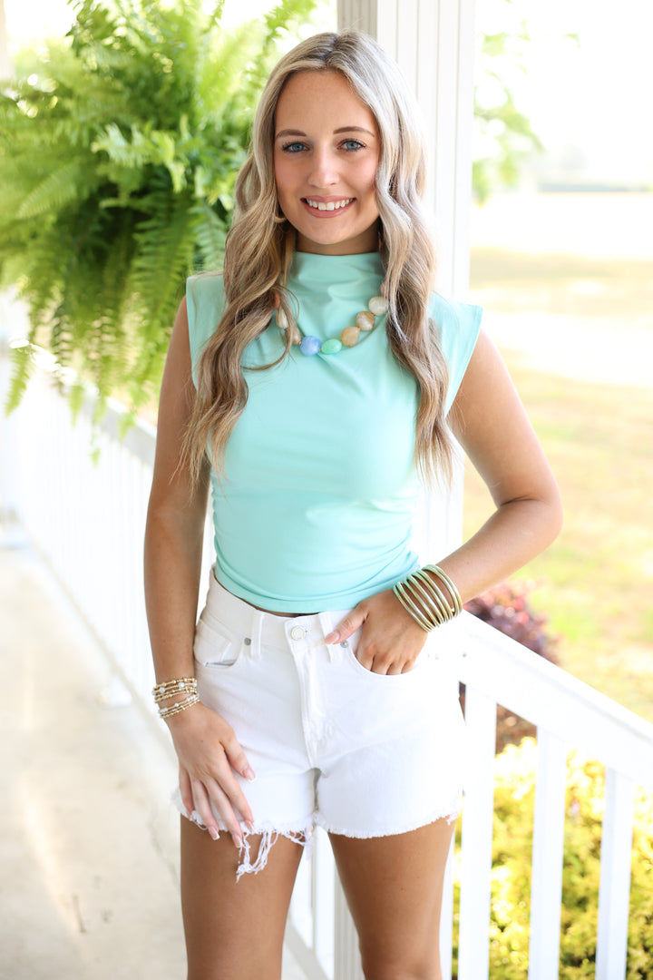 Sarah Cropped Top "Aqua"