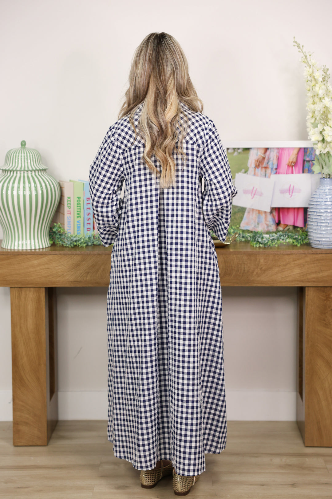 Merciful Gingham Dress "Navy"