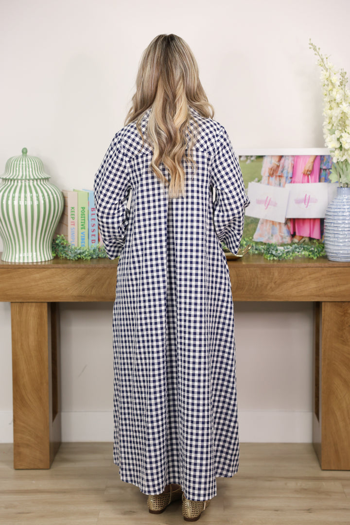 Merciful Gingham Dress "Navy"