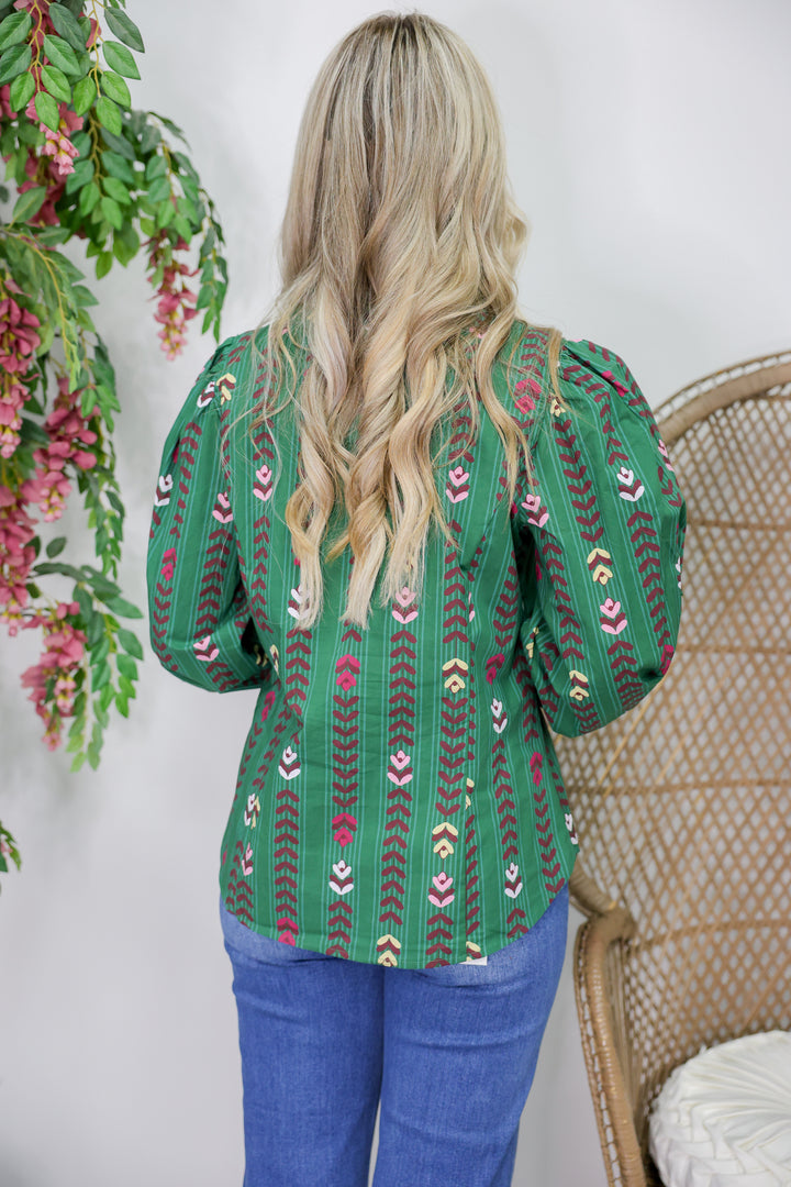 Color Spectrum Long Sleeve Top "Forest Green"
