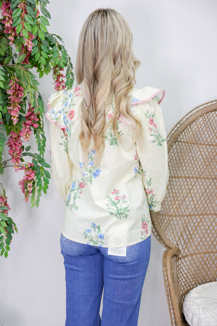Mel Floral Top "Cream"