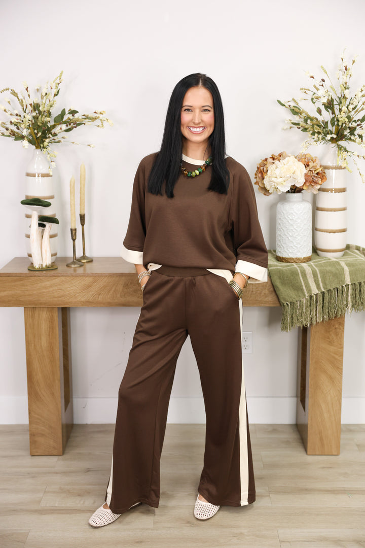 Luxe Knit Colorblock Set "Coco Brown"