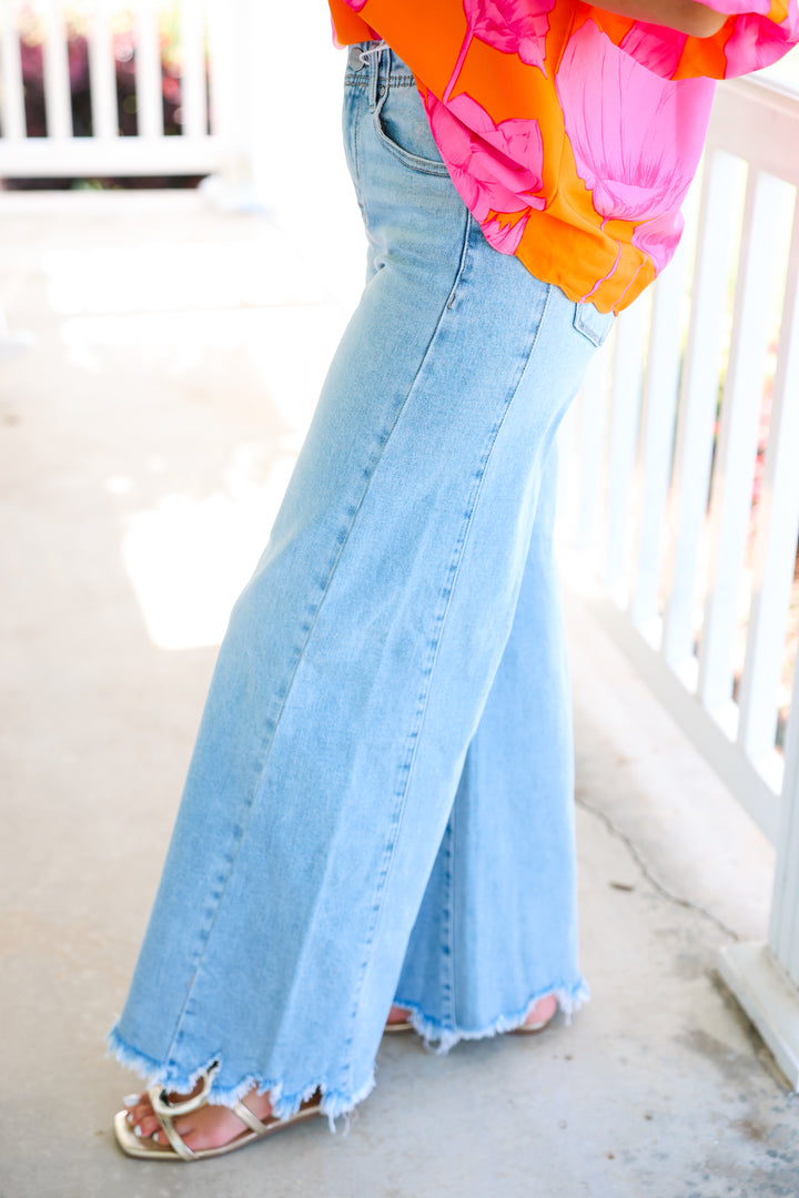 Risen - High Rise Ankle Wide Leg Jeans "Light"