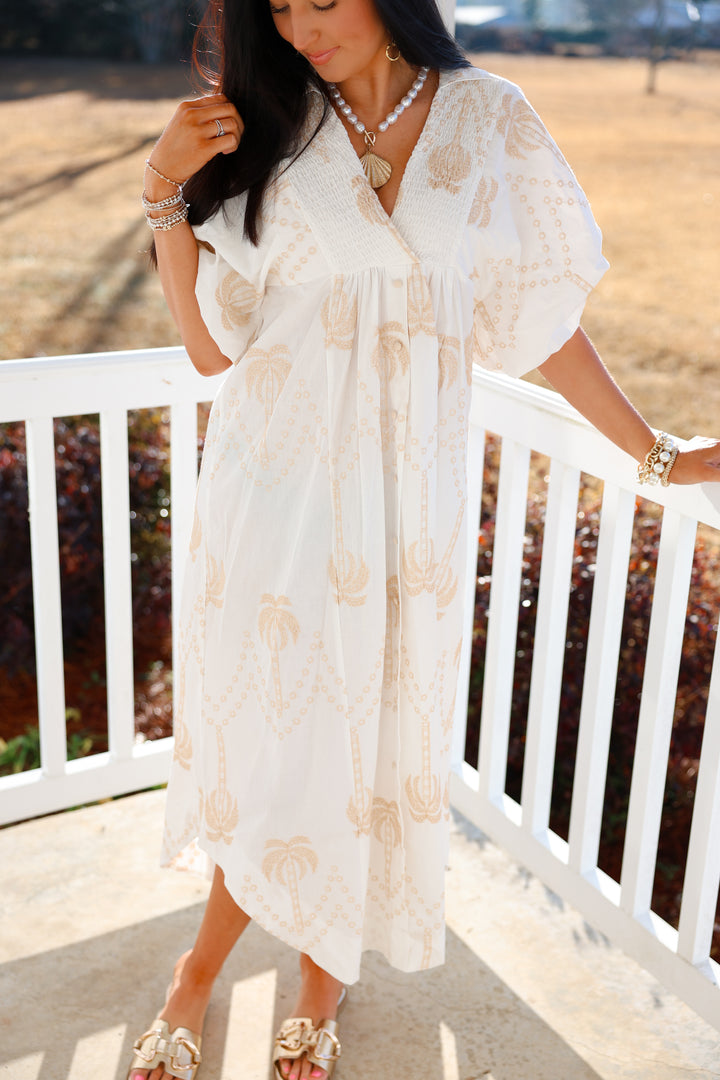 Palm Tree Embroidered Dress