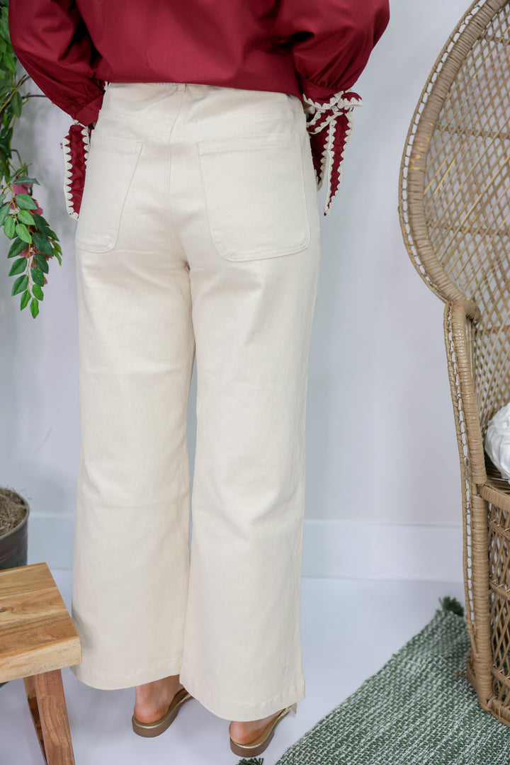 Stitch Detail Pants "Ecru"