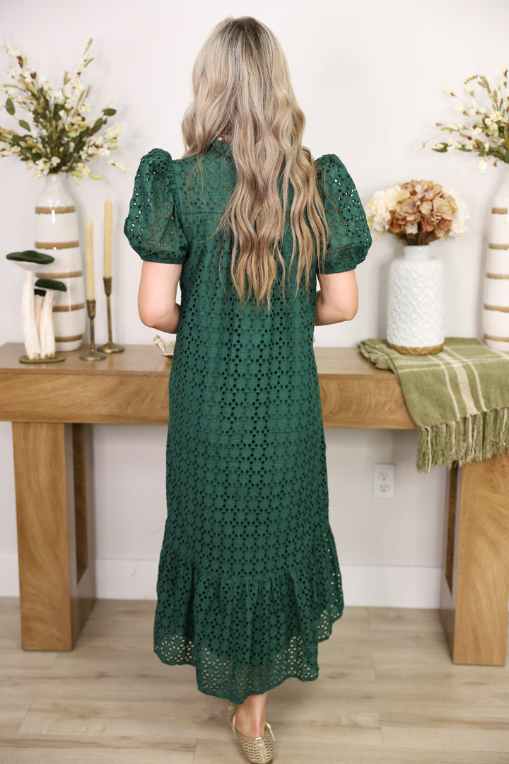 The Everlasting Eyelet Dress "H Green" Small