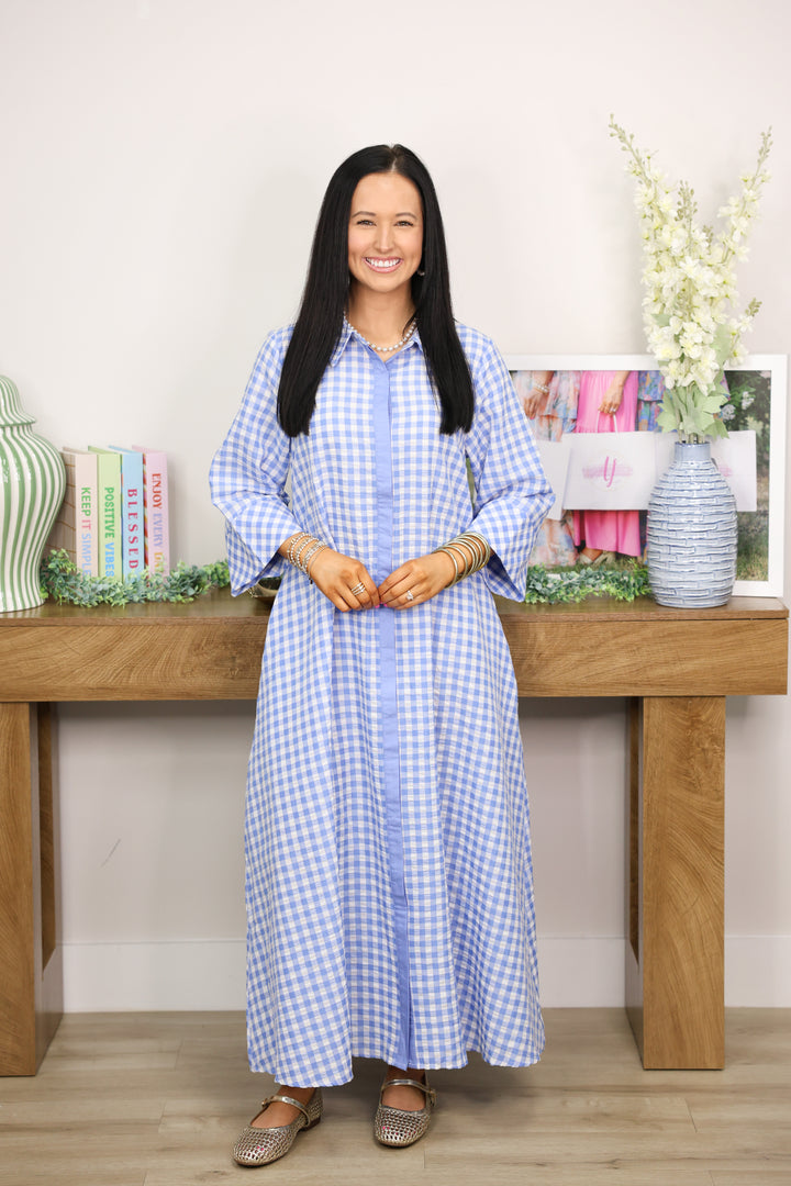 Merciful Gingham Dress "Blue"