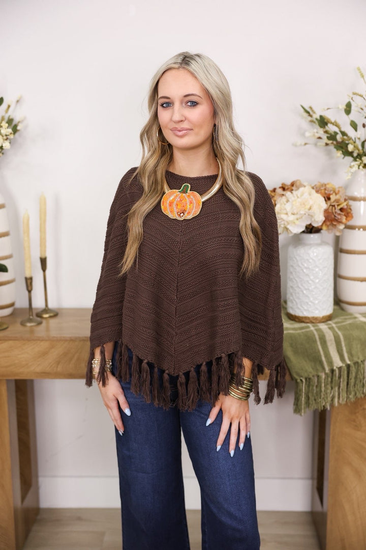Poncho Sweater Top "Chocolate"