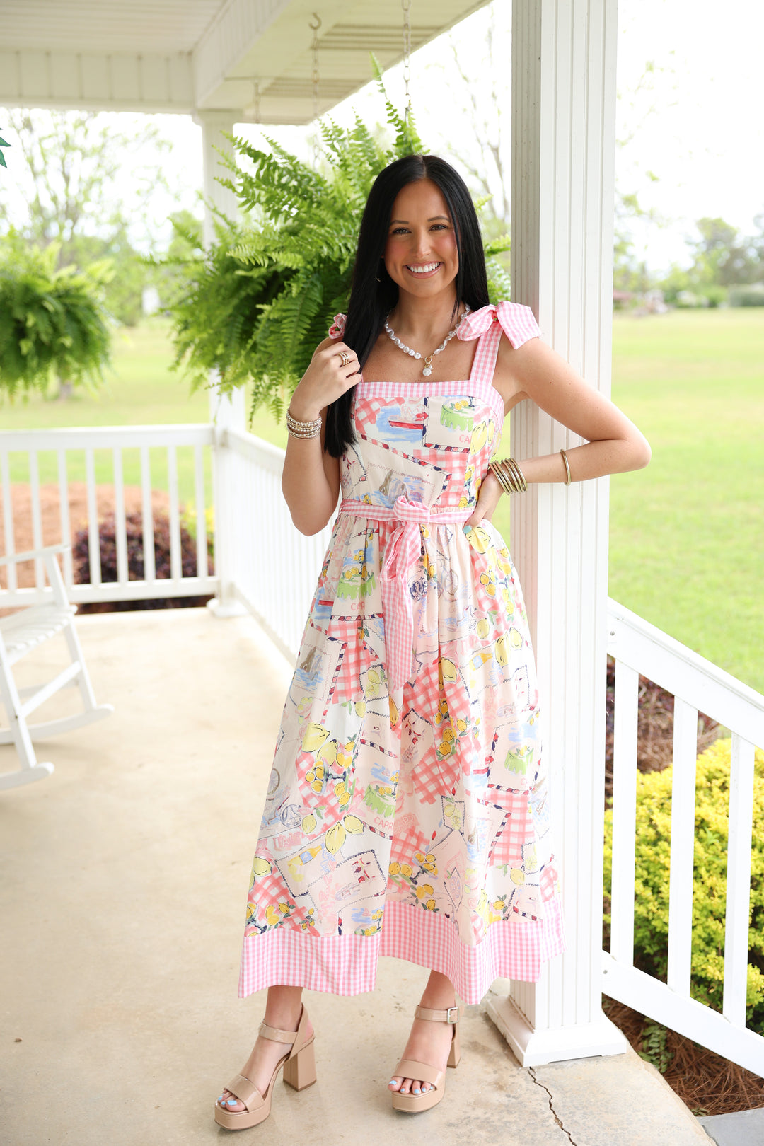 Capri Summer Midi Dress "Pink"