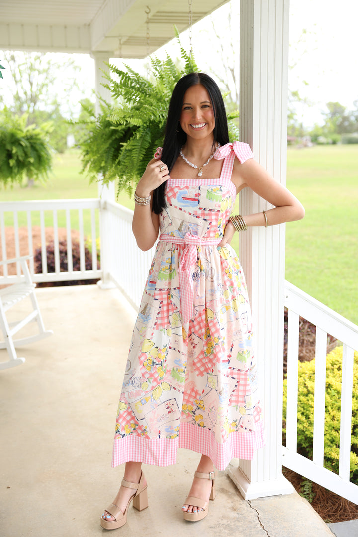 Capri Summer Midi Dress "Pink"