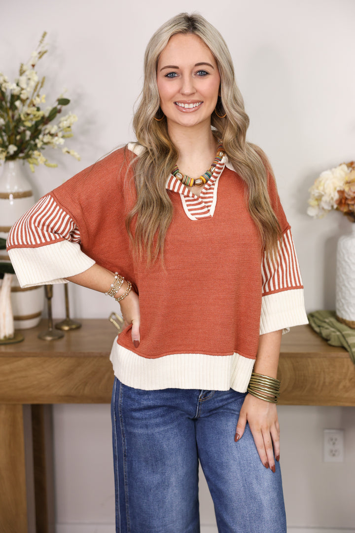 Half Sleeve Sweater Top "Rust"