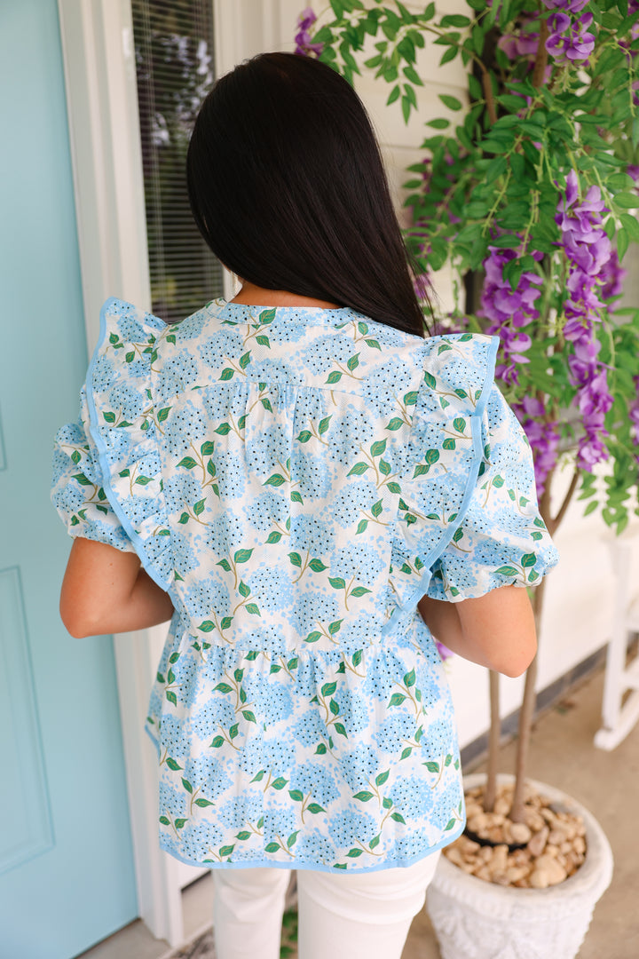 Hydrangea Ruffle Top "Off White Mix"