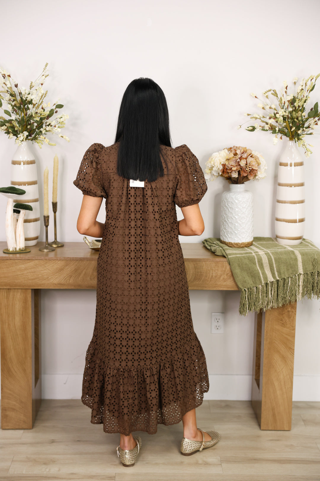 The Everlasting Eyelet Dress "Brown"