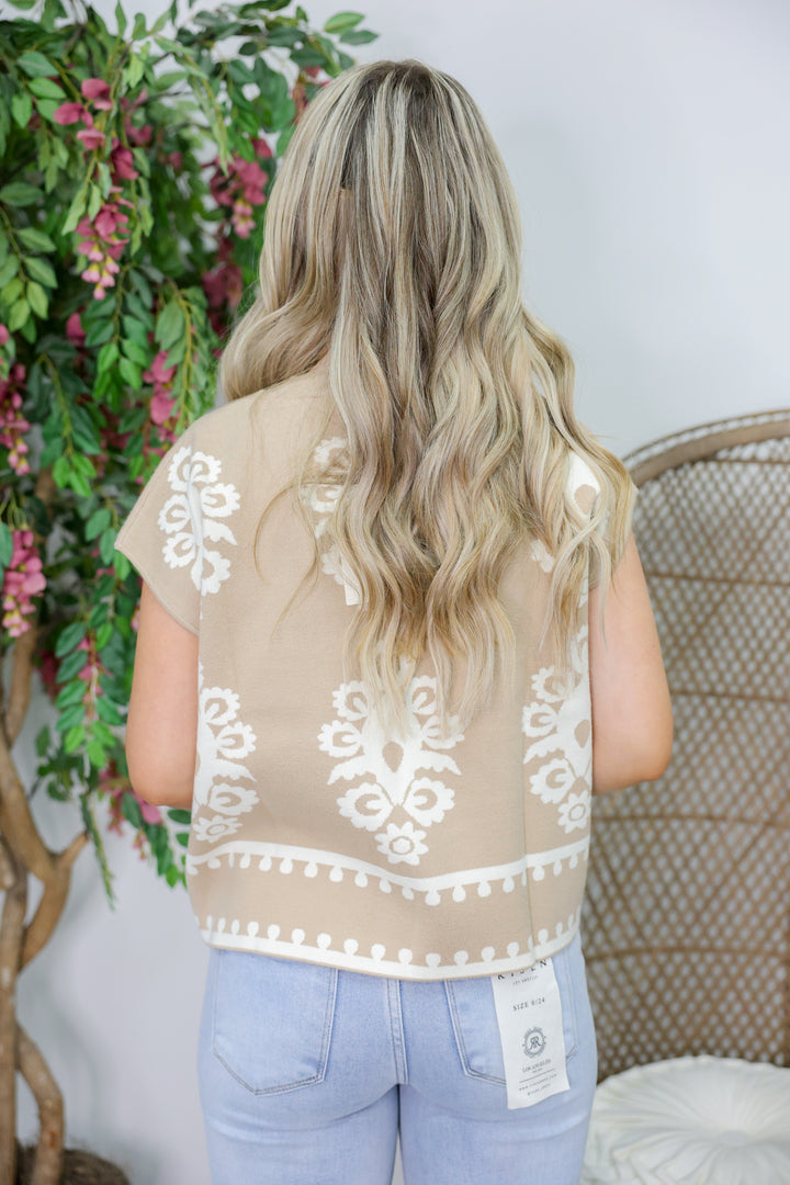 Latte Sleeveless Sweater Top