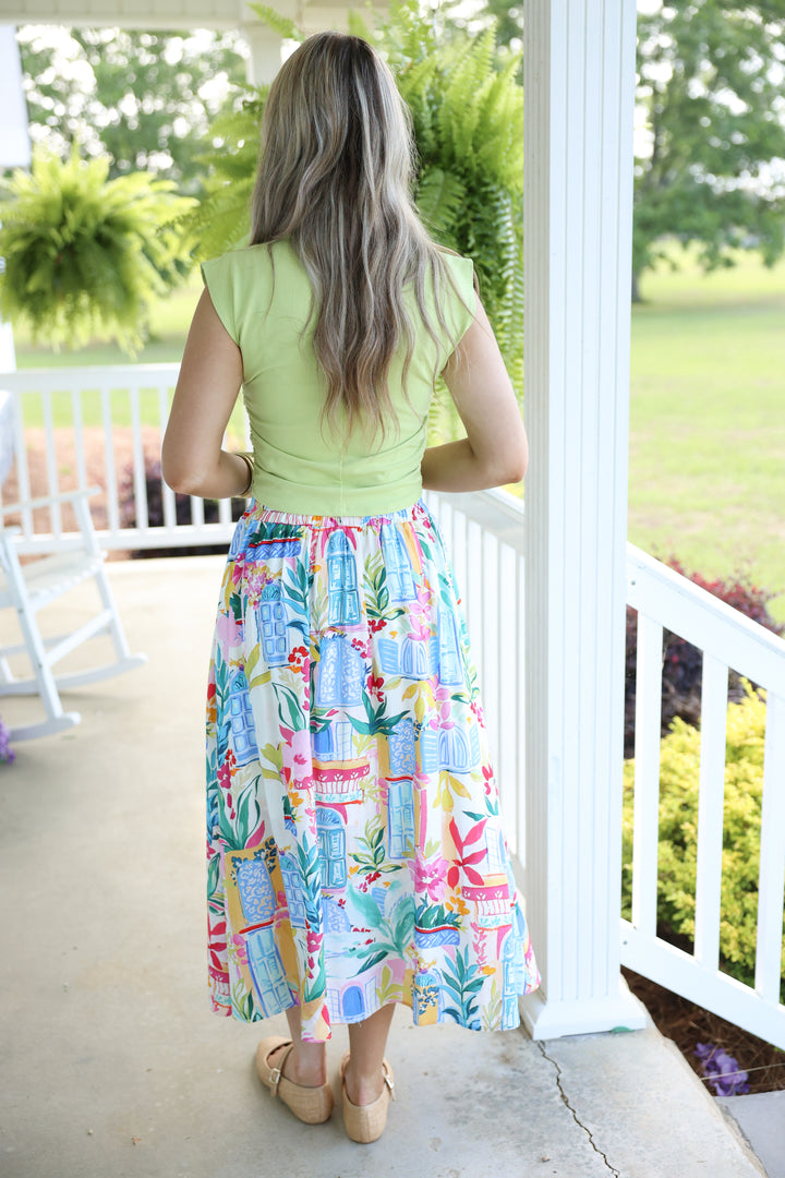 Seaside Villa Midi Skirt