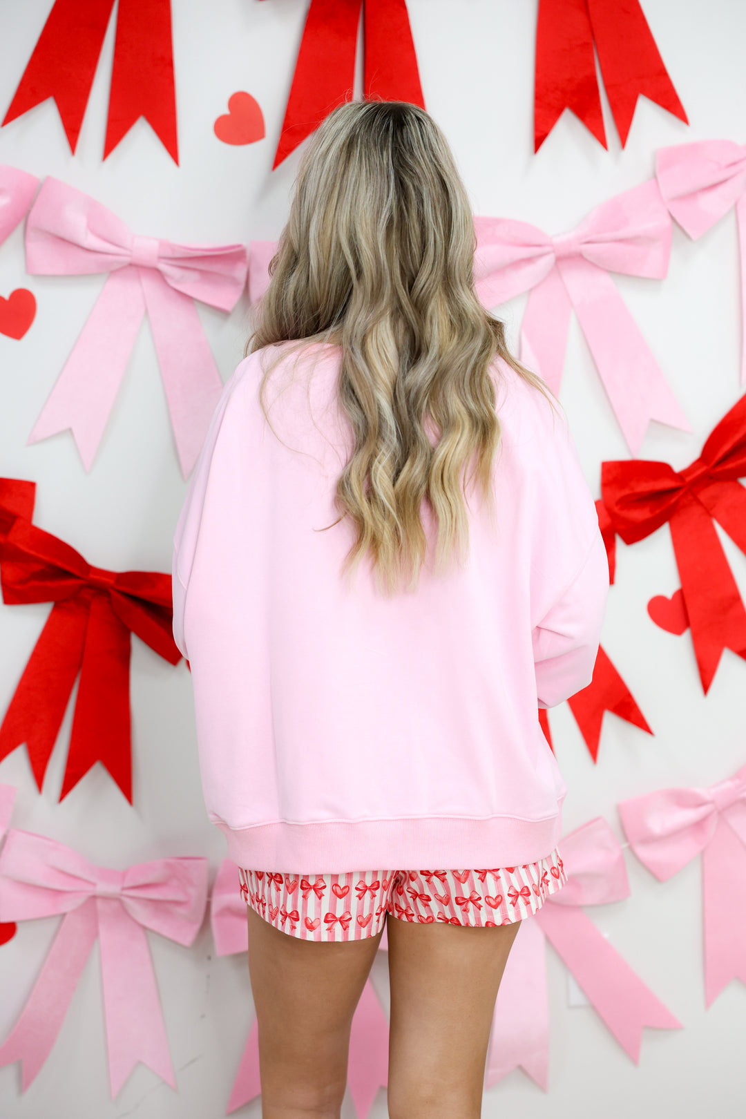 Valentine Bear Printed Eyelet Heart Shape Patch Detail Sweatshirt