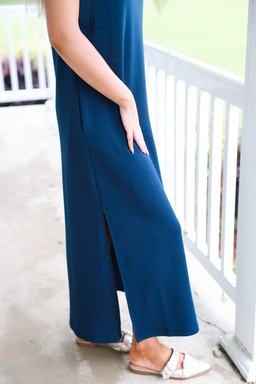 Butter Soft Side Slit Maxi "Navy"