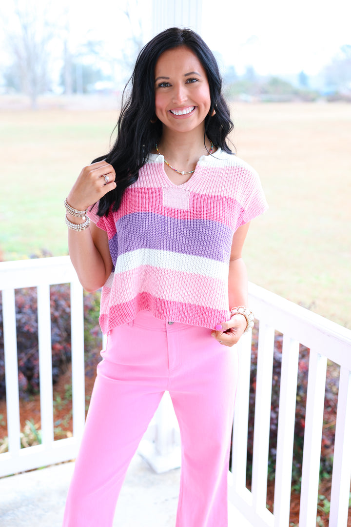 Stripe Sleeveless Top "Blush/Pink/Lilac"