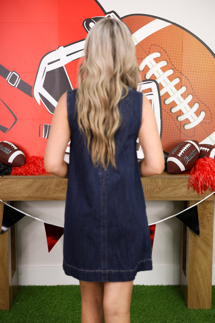 Sleeveless Exposed Seam Mini Dress "Denim"