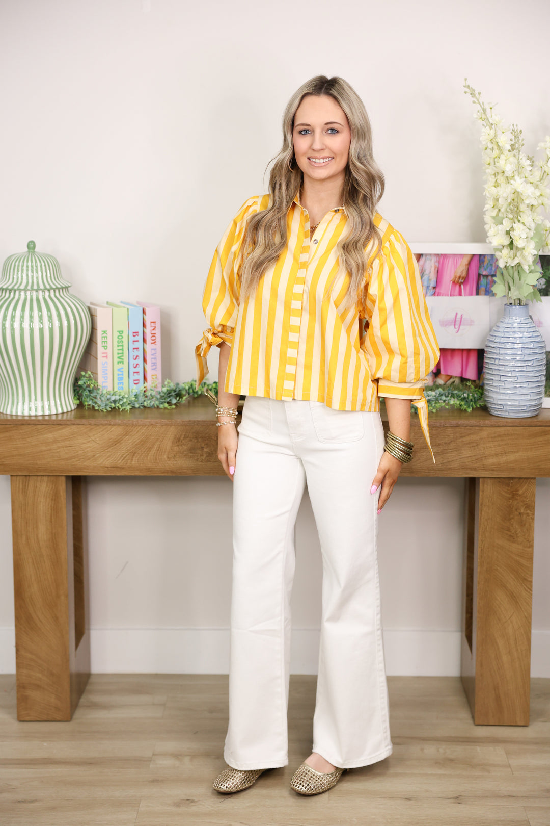 Sunny Side Stripe Top "Gold Yellow"