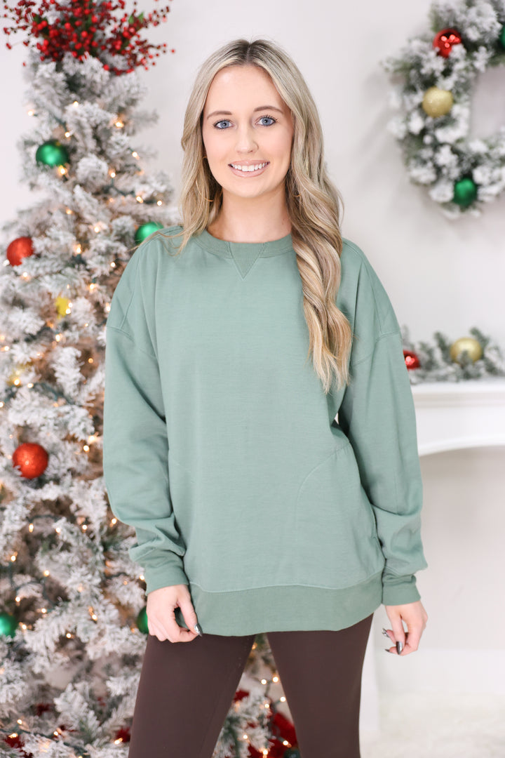 Oversized Casual Comfy Solid Knit Top "Sage"