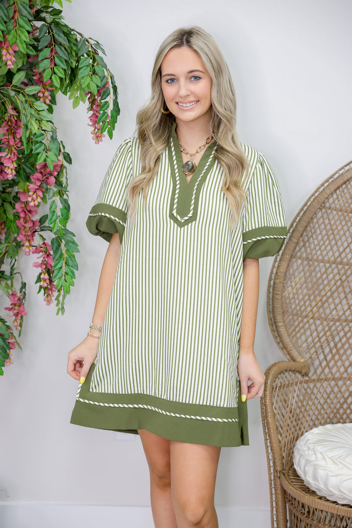 Marissa Striped Dress "Olive"