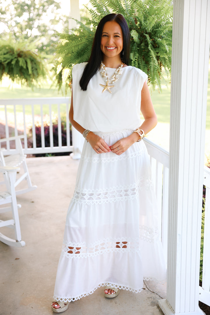 Coastal Calm Maxi Skirt Set "Off White"