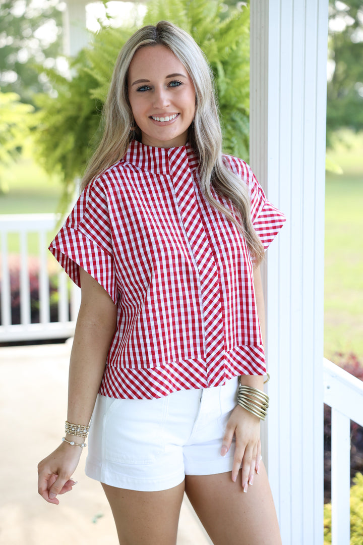 Gracious Gingham Top "Red"