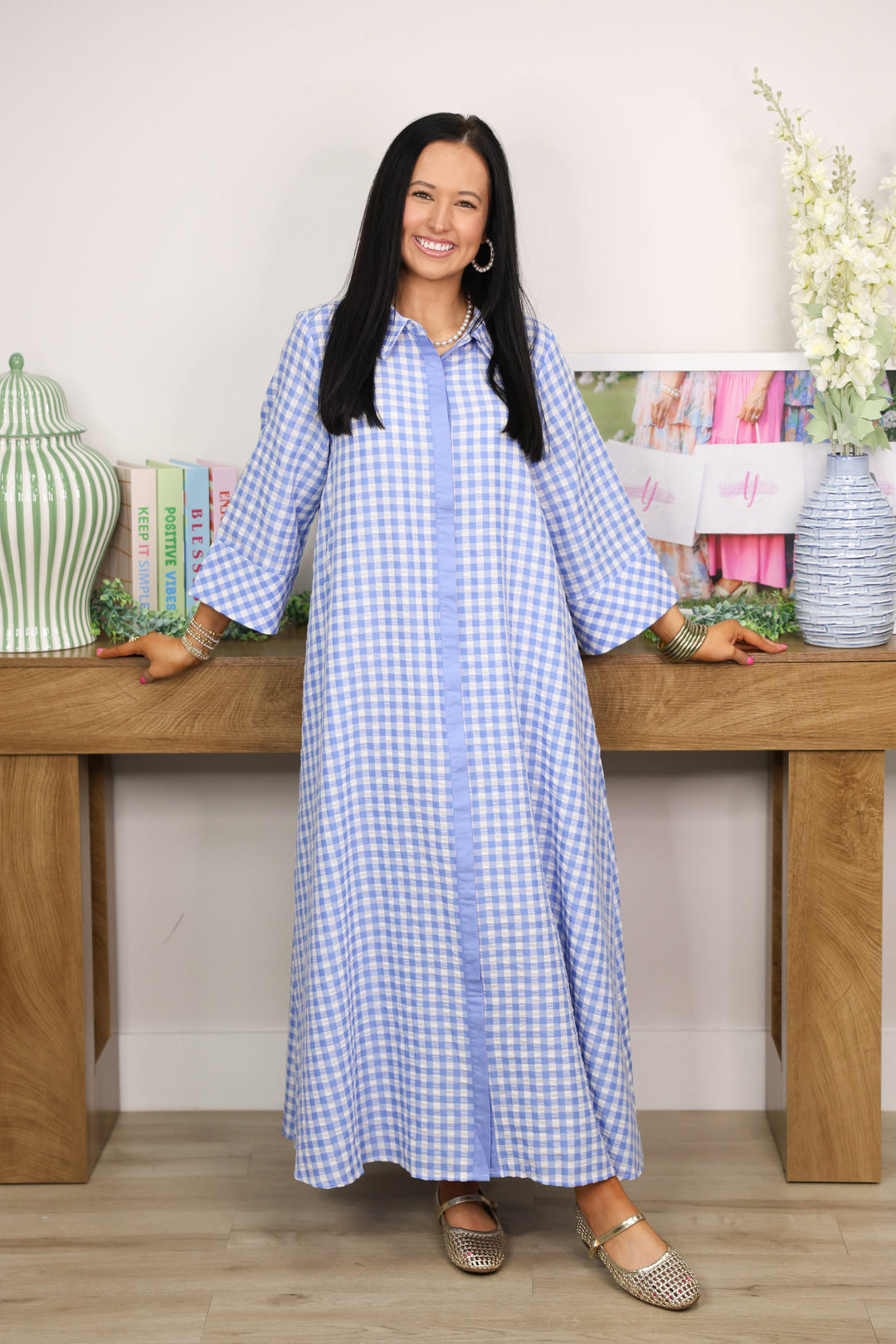 Merciful Gingham Dress "Blue"