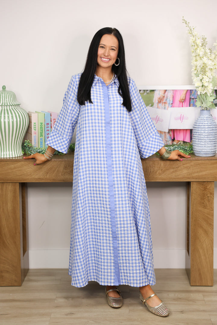 Merciful Gingham Dress "Blue"