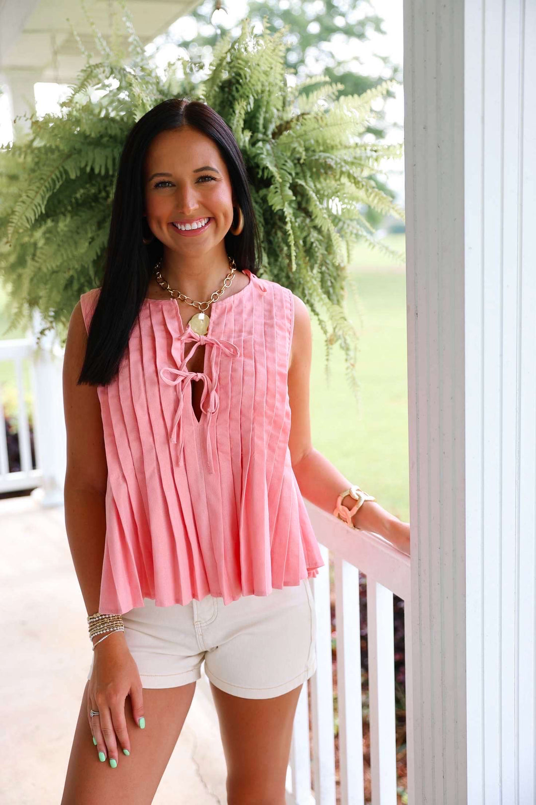 Pleated Woven Blouse "Blush"