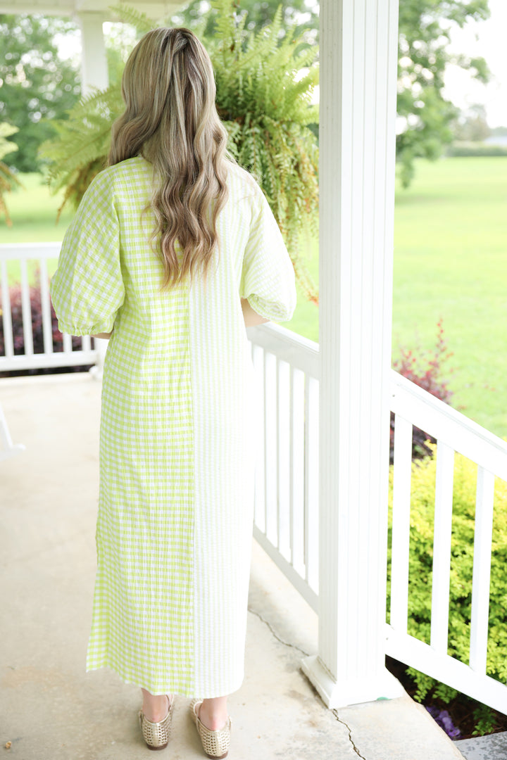 Adrienne - Blakely Midi Dress "Lime Multi Seersucker"