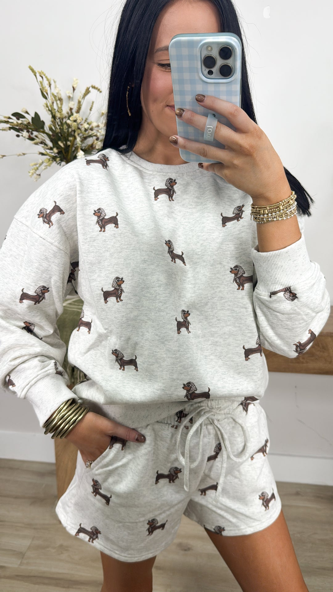Weenie Dog Sweatshirt & Sweatshort Set "Melange"