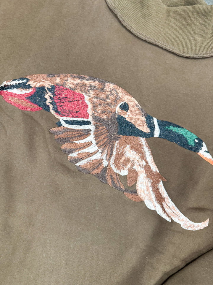Mallard Duck Mock Neck Embroidered "Brown"