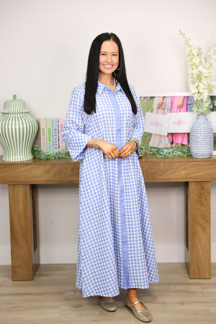 Merciful Gingham Dress "Blue"