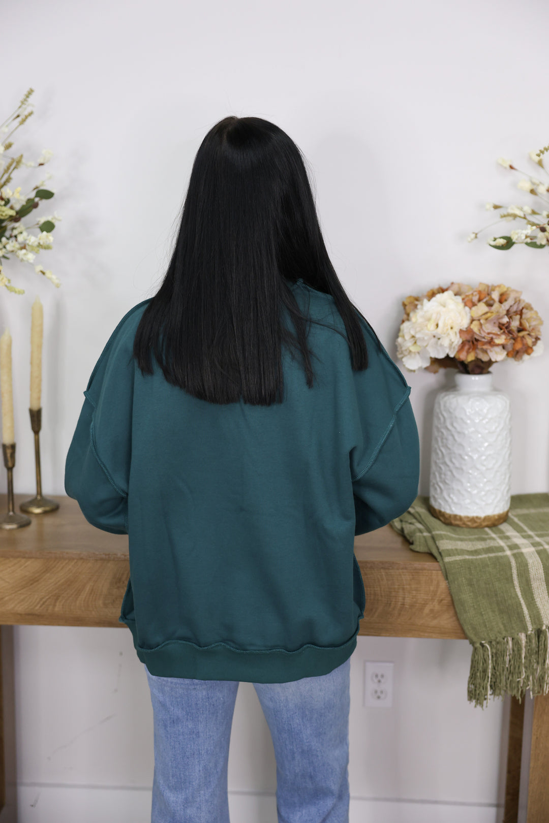 "Blessed" Mock Neck Sweatshirt "Hunter Green"