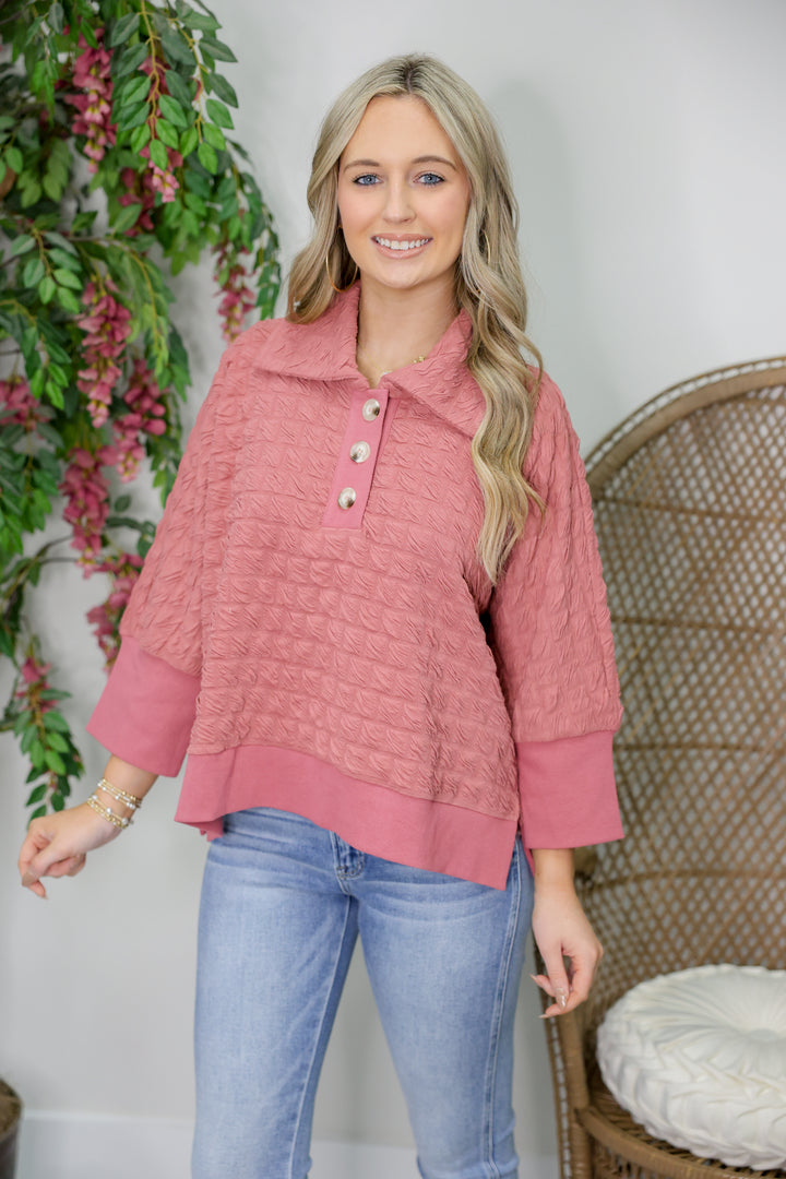 Textured & Terrific Pullover "Mauve"