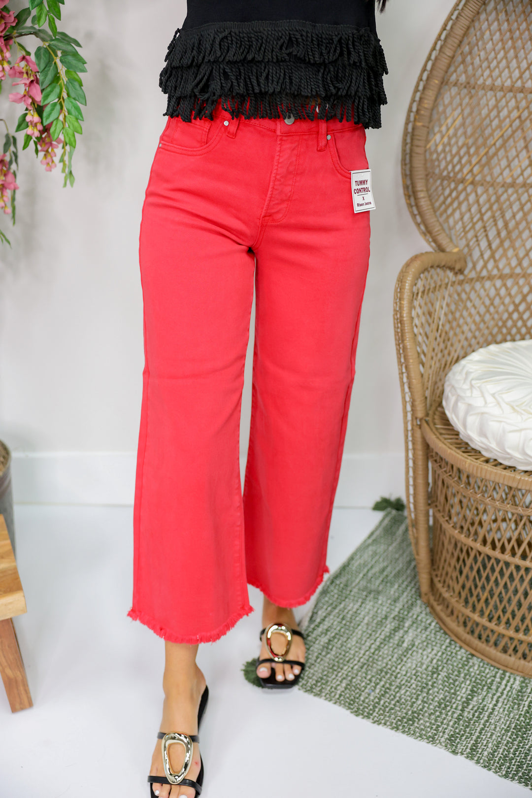 Risen - TC High Rise Crop Wide Pants "Scarlet"