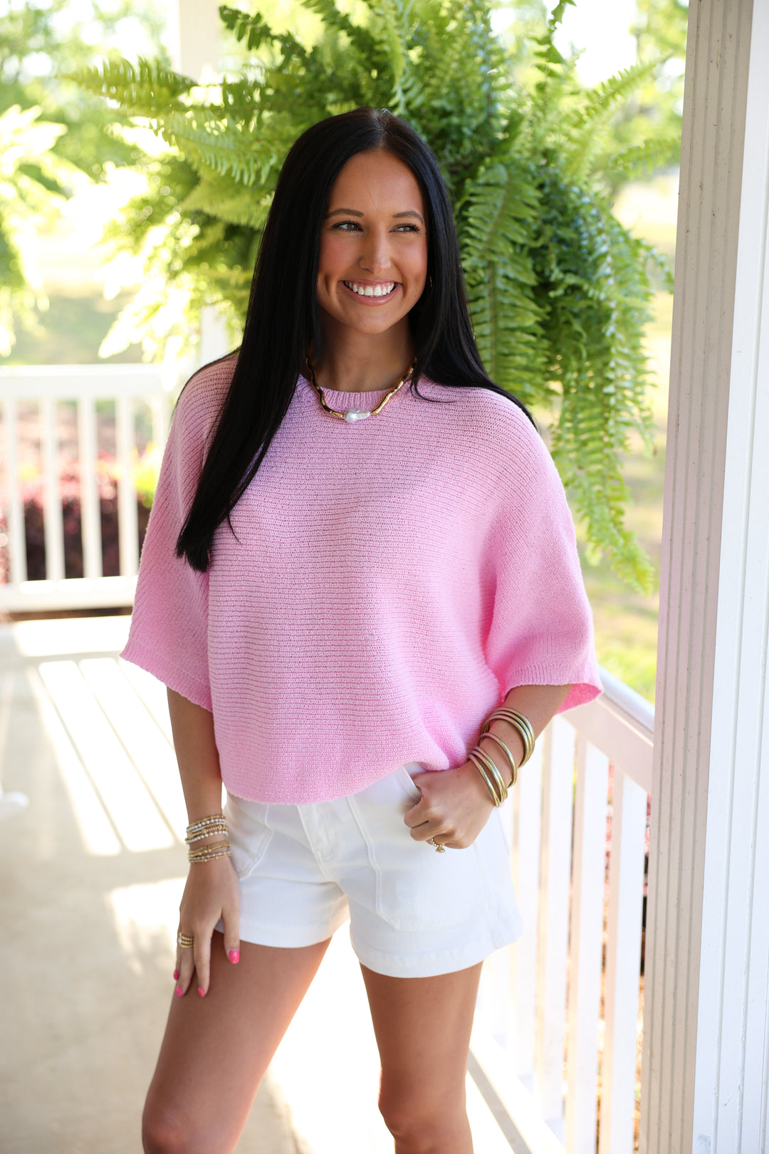 Solid Dolman Short Sleeve Top "Baby Pink"